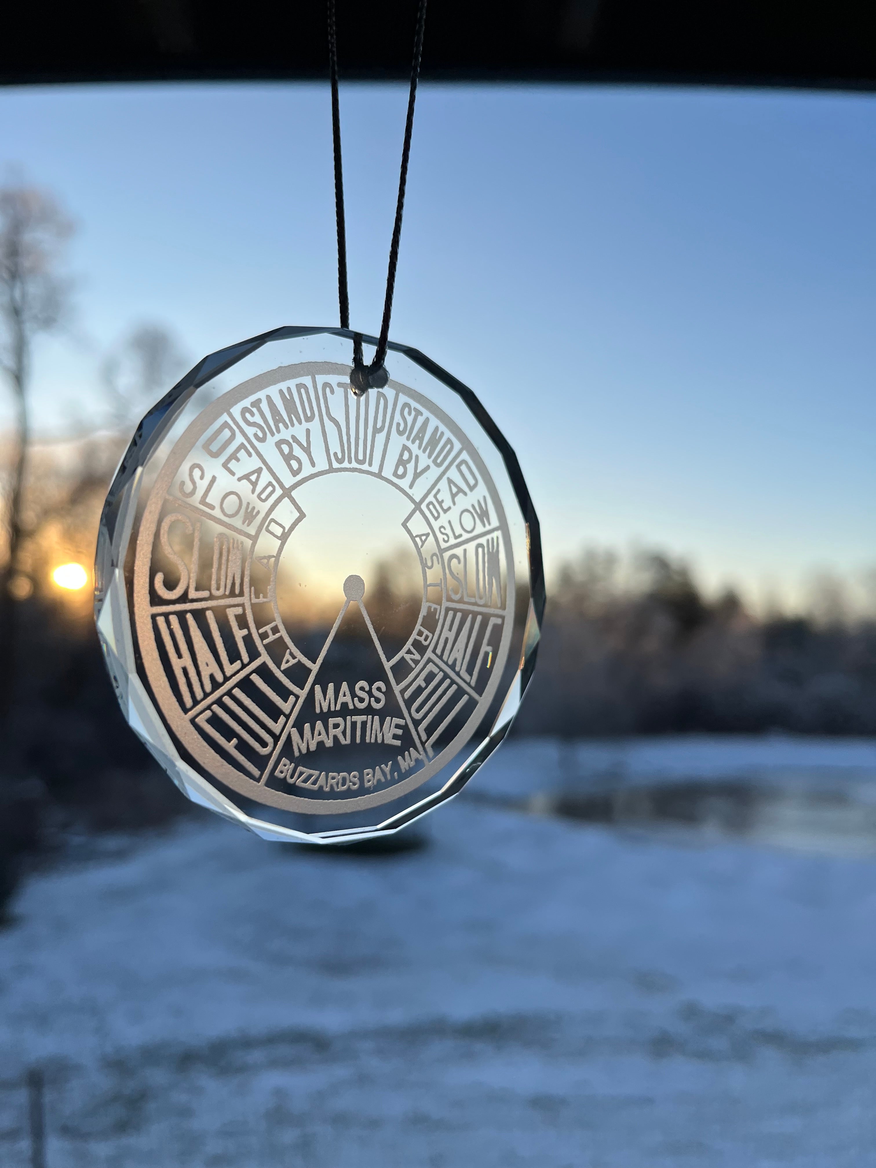 Crystal Ornament Mass Massachusetts EOT Engine Order Telegraph Maritime Merchant Marine Nautical