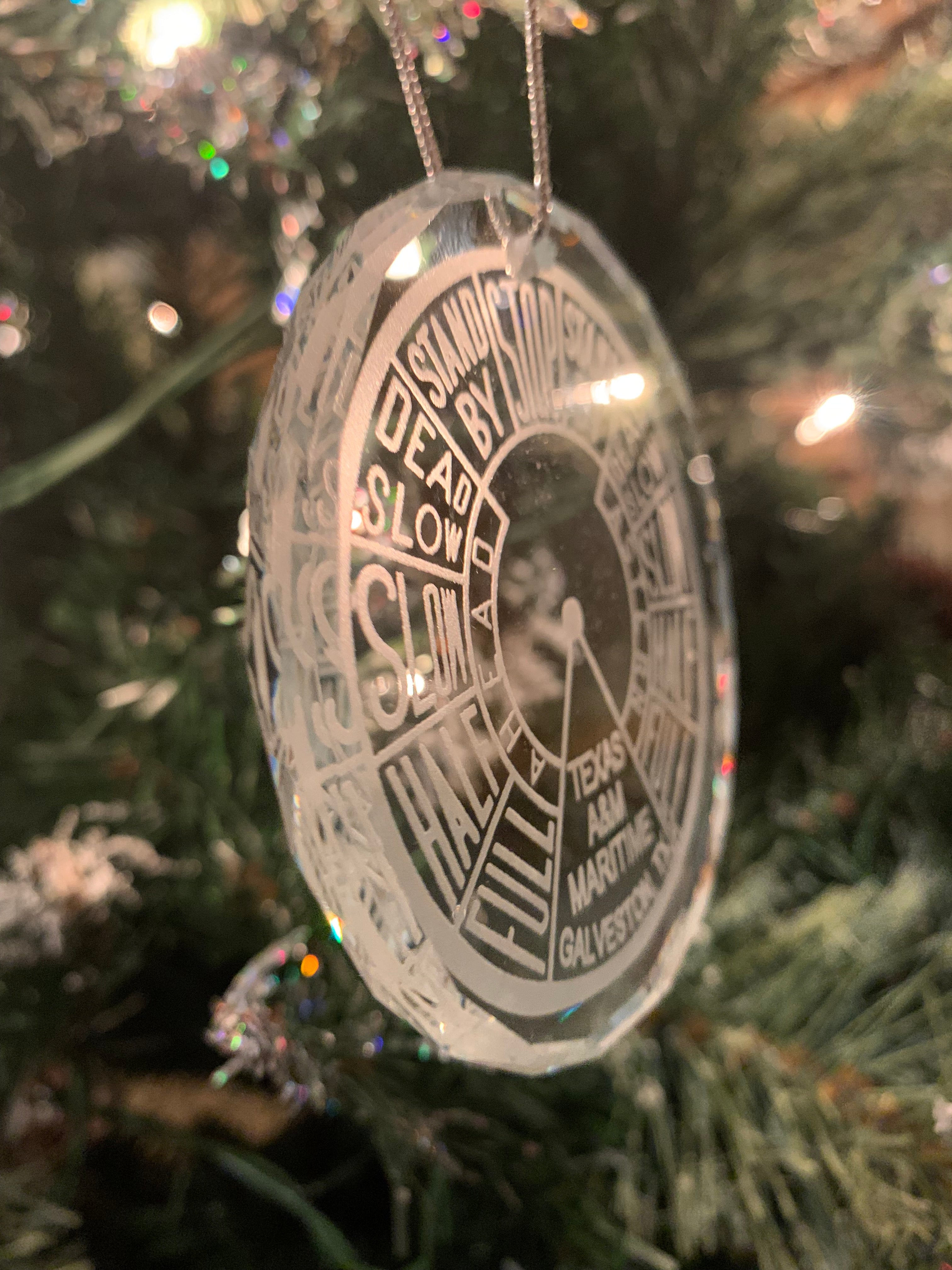 Crystal Ornament EOT Engine Order Telegraph Texas A&M Galveston Maritime Academy Merchant Marine Nautical