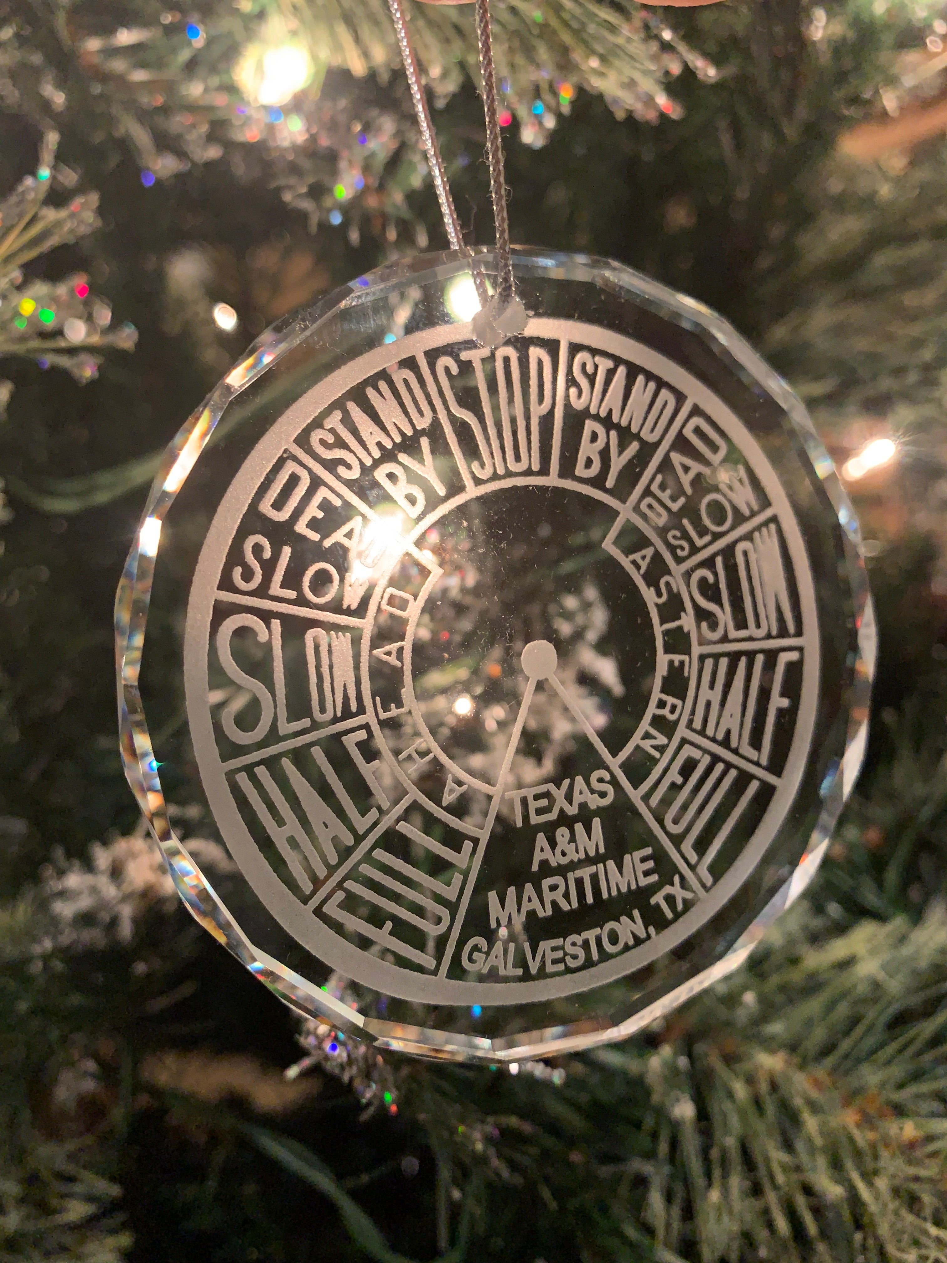 Crystal Ornament EOT Engine Order Telegraph Texas A&M Galveston Maritime Academy Merchant Marine Nautical