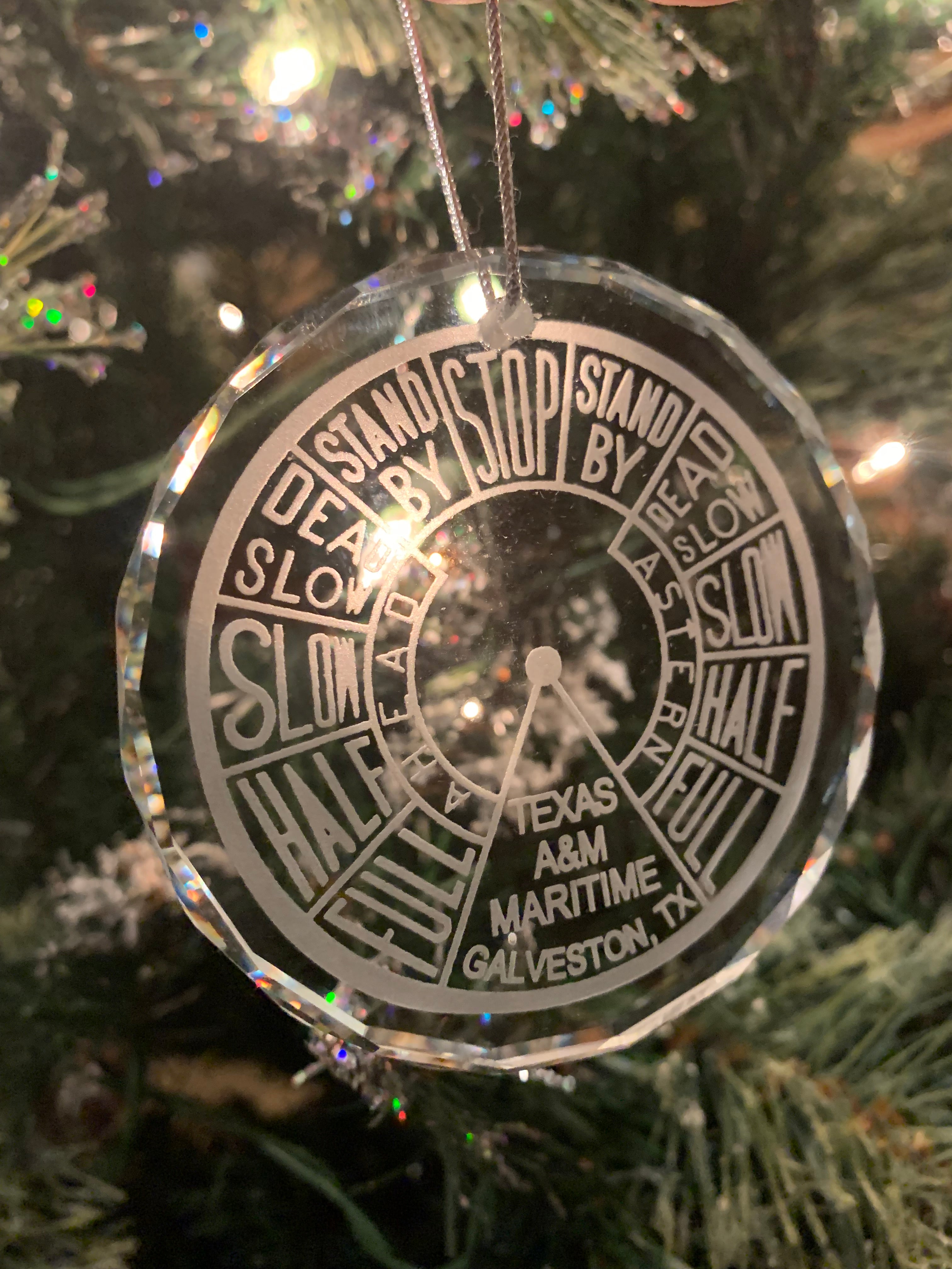 Crystal Ornament EOT Engine Order Telegraph Texas A&M Galveston Maritime Academy Merchant Marine Nautical