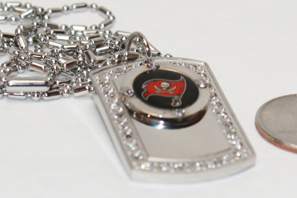 Stainless Steel Tampa Bay Buccaneers CZ Dog Tag Necklace JJ24515